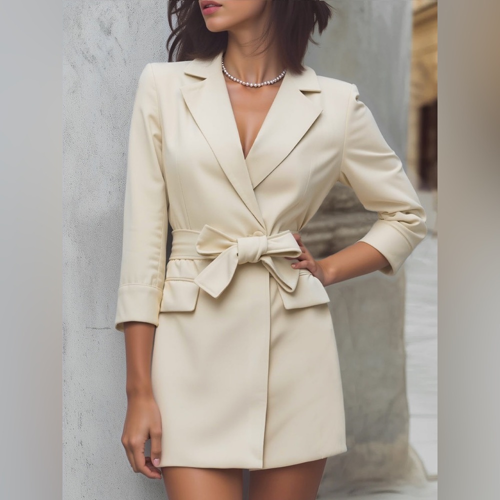 Elegant Cream Blazer Dress